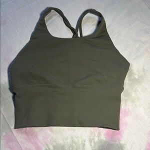 Olive Green Women's Longline Sports Bra